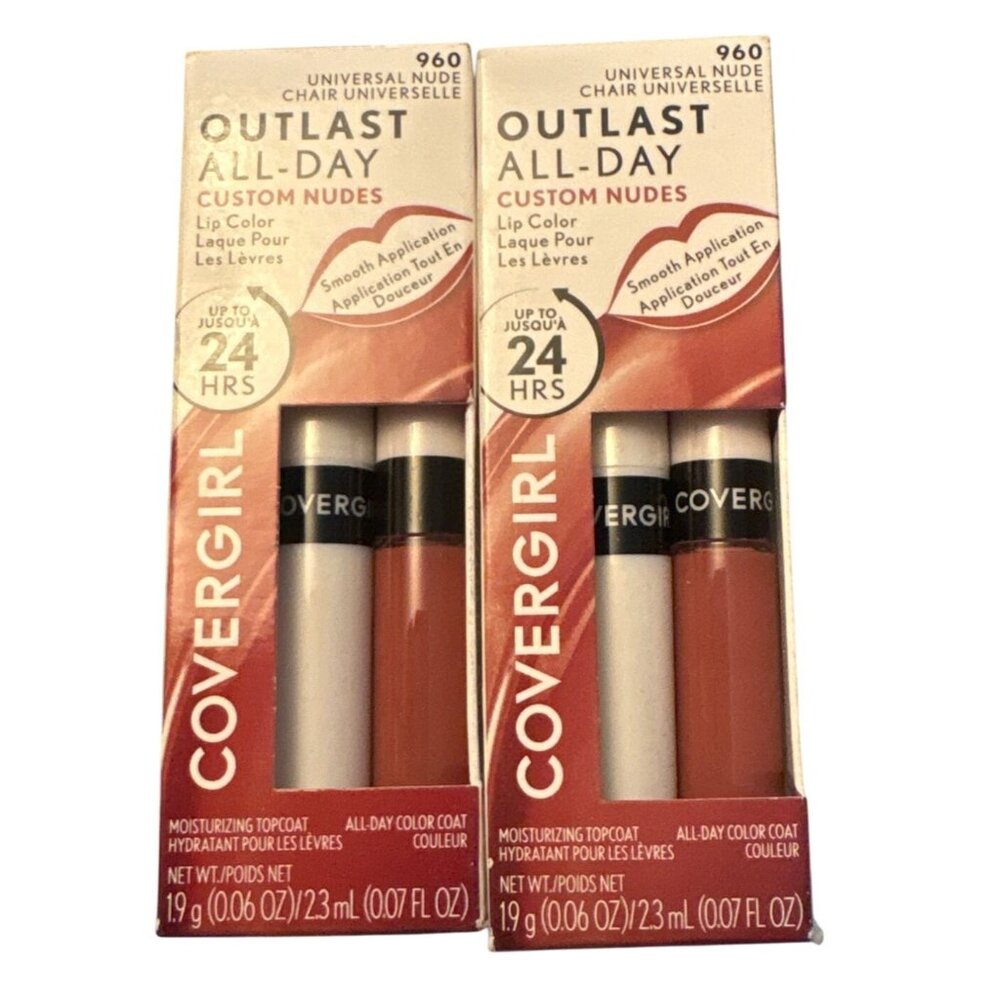 Covergirl Outlast Lipcolor All Day Custom Nudes 960 Universal Nude Set of 2